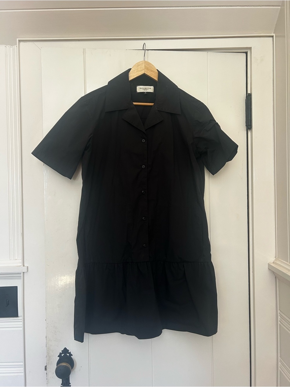 Black Short-Sleeve Button-Front Mini Dress by Madewell